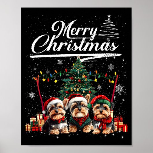 Poster Yorkshire Terrier Christmas Tree Decorations Dog L (Devant)