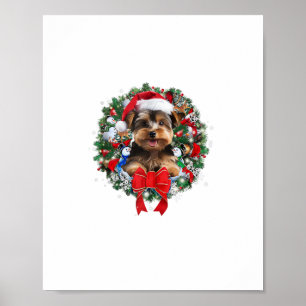 Poster Yorkshire Terrier Décor de couronne de Noël Noël N