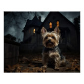 Poster Yorkshire Terrier Halloween effrayant (Devant)