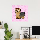 Poster Yorkshire Terrier Love (cheveux longs avec arc) (Bureau à domicile)