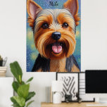 Poster Yorkshire Terrier Pointillisme Portrait de chien<br><div class="desc">Portrait pointillisé coloré d'un Yorkshire Terrier créé avec des milliers de points vibrants. Cette oeuvre expressive reflète la personnalité et le charme du Yorkie dans un style moderne et vivant. Idéal pour les amoureux de les chiens et les amateurs d'art, il célèbre la beauté et l'esprit d'une des petites races...</div>