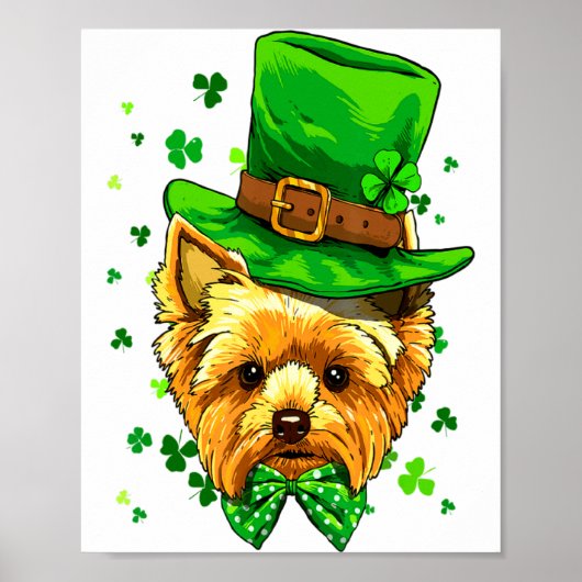 Poster Yorkshire Terrier Saint-Patrick Lutin de Shamrock (Devant)
