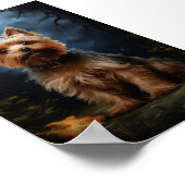 Poster Yorkshire terrier sur la nuit lune (Coin)