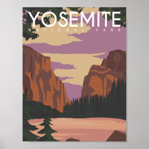 Poster Yosemite California USA Travel Place Illustration