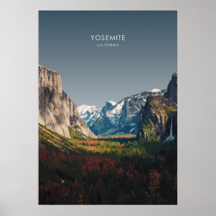Poster Yosemite, Californie Illustration de voyage