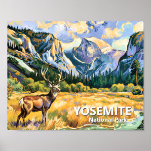 Poster Yosemite Half Dome Animal Cerf Van Gogh Vintage