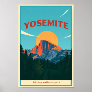 Poster Yosemite National Park Half Dome Vintage
