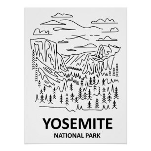 Poster Yosemite National Park Line Art