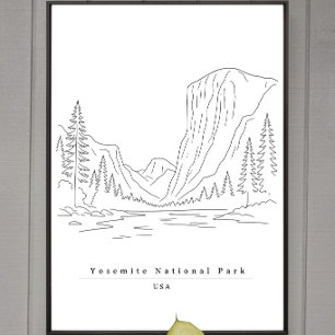 Poster Yosemite National Park USA Minimaliste Ligne Artis