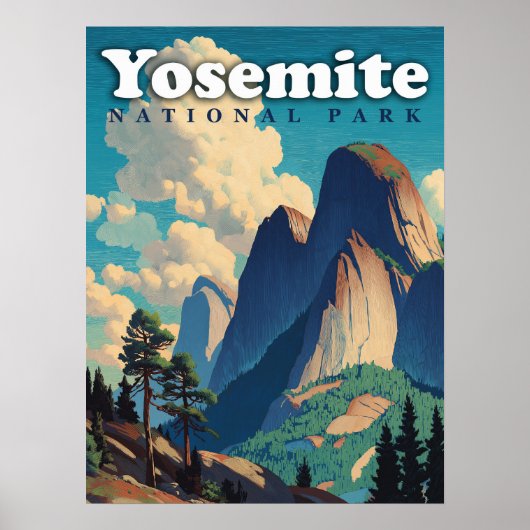 Poster Yosemite National Park Vintage (Devant)