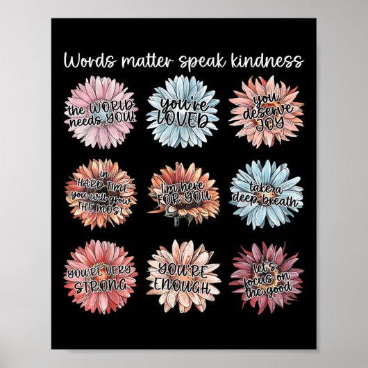 Poster You Are Enough Words Speak Kindness Sitive Daisy  (Devant)