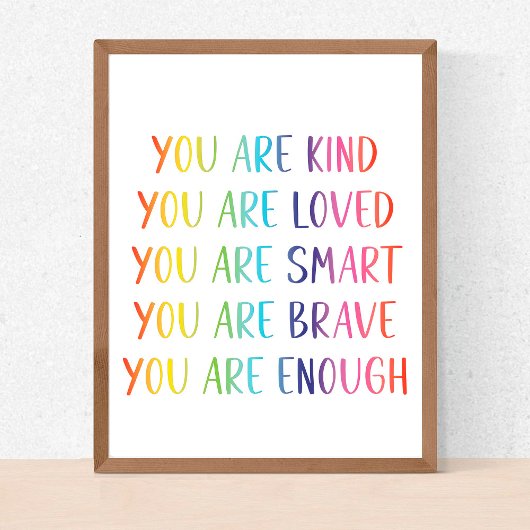 Poster You Are Loved Fun Rainbow Affirmations Nursery