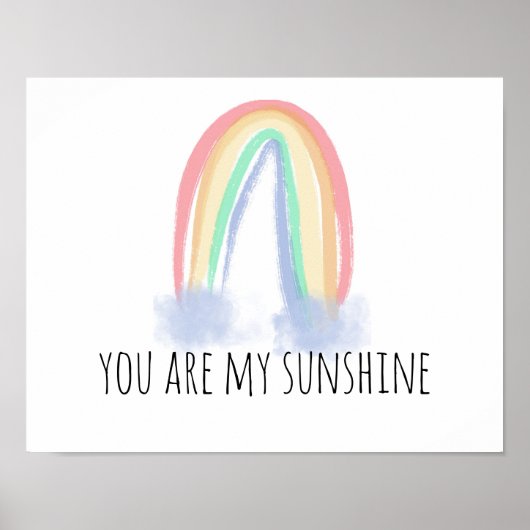 Poster You are my sunshine watercolor painted rainbow (Devant)