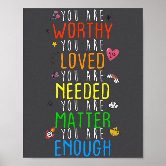 Poster You Are Worthy You Are Loved Suicide Prevention Aw (Devant)