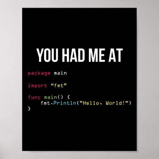 Poster You Had Me At Hello World Coding Cool Gaming Chris (Devant)