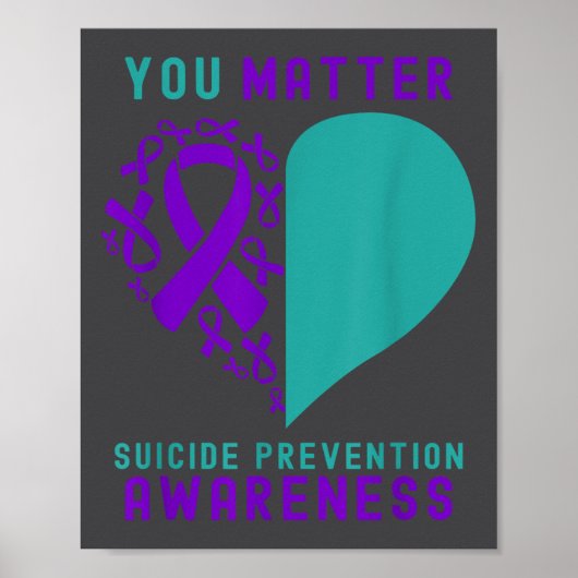 Poster You - Heart &amp; Ribbon Design Suicide Prevention (Devant)