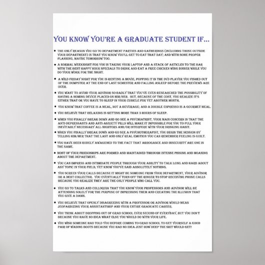 Poster You Know You're a Graduate Student If... (Devant)