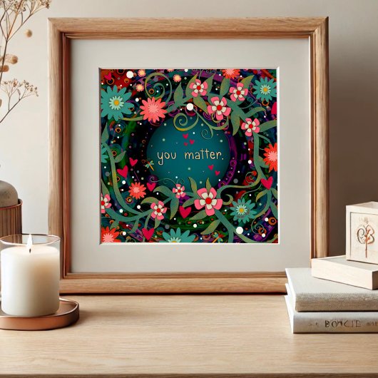 Poster "You Matt" Turquoise Floral Inspirational Classroo