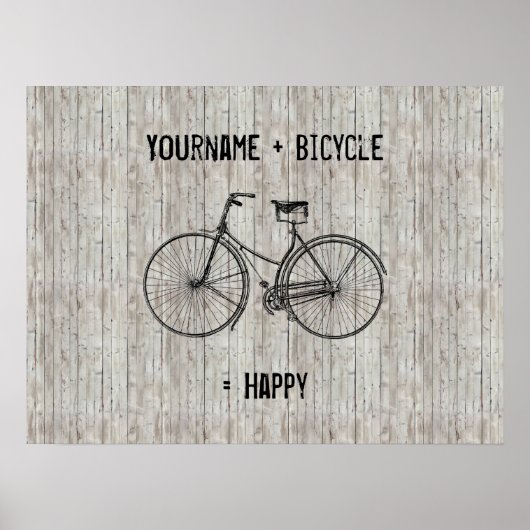 Poster You Plus Bicycle Equals Happy Antique (Devant)