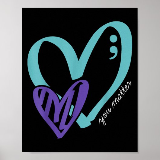 Poster You Suicide Prevention Awareness Teal Purple Heart (Devant)