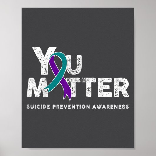 Poster You Suicide Prevention Month Gift Teal Purple Ribb (Devant)