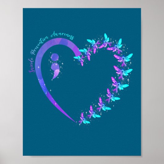 Poster You Suicide Prevention Teal Purple Awareness Ribbo (Devant)