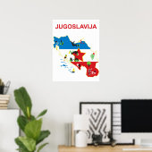 Poster Yougoslavie, carte touristique, voyage vintage (Bureau à domicile)