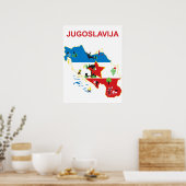 Poster Yougoslavie, carte touristique, voyage vintage (Cuisine)