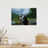 Poster Young Bald Eagle et Misty Alaskan River (Cuisine)