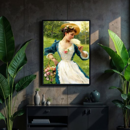 Poster Young Beauty With A Basket Of Roses