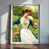 Poster Young Beauty With A Basket Of Roses