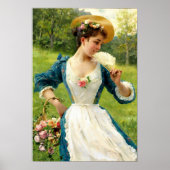 Poster Young Beauty With A Basket Of Roses (Devant)