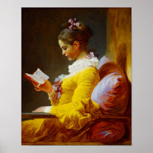 Poster Young Girl Reading - peinture du 18ème siècle