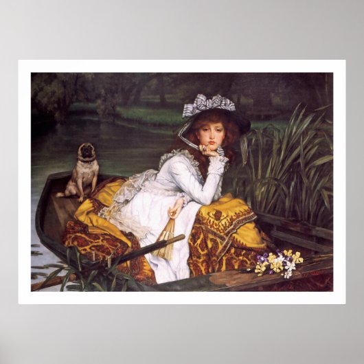 Poster Young Lady & Her Pet Carlin en bateau par James Ti (Devant)