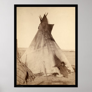 Poster Young Oglala Indian Outside Tipi SD 1891