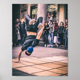 Poster Young strong man hip hop dance. - Art Print