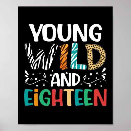 Poster Young Wild Et Eighteen Funny 18e anniversaire (Devant)