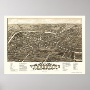 Poster Youngstown, OH Carte panoramique - 1882