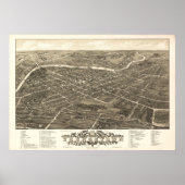 Poster Youngstown Ohio 1882 Carte panoramique antique (Devant)