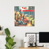 Poster Youpi le camping sous la pluie (Bureau à domicile)