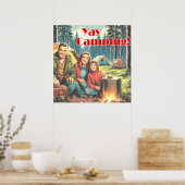 Poster Youpi le camping sous la pluie (Cuisine)