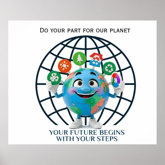 Poster Your Future Your Steps Earth Day Sustainability (Devant)