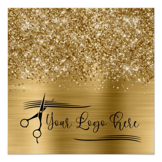 Poster Your Logo Glittery Gold Glam (Devant)