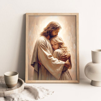 Poster Your Saviour, Christian Painting, Jesus Hugging 