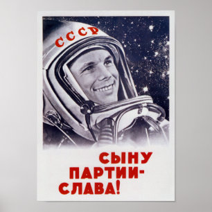Poster Youri Gagarine - Propagande spatiale soviétique
