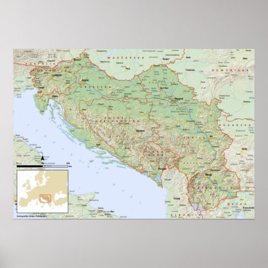 Poster YU mapa hrvatski (Devant)