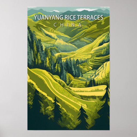 Poster Yuanyang Rice Terrasses Chine Voyage (Devant)