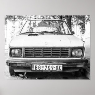 Poster Yugo, vieux bagage de voiture yougoslave