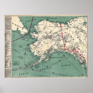 POSTER YUKON KLONDIKE GOLD RUSH MAP 1897