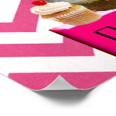 POSTER YUMMY CUPCAKES DESERT SHOP/ROSE BLEU CHEVRON BLANC (Coin)